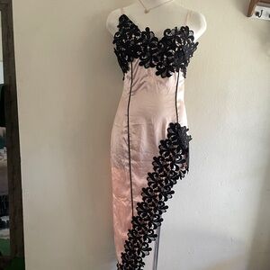 Fashion Nova Asymmetrical Black and Pink Dress